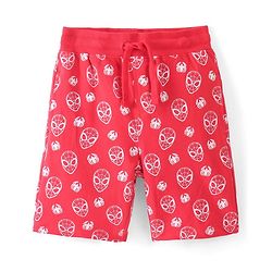 Pine Kids Marvel Single Jersey Knit Half Sleeves T-Shirt And Shorts Set With Spiderman Graphics - Navy Blue & Red