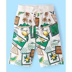 Pine Kids Terry Knit Above Knee Length Beach Theme Printed Shorts - Multicolour