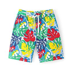 Pine Kids Terry Knit Above Knee Length  Shorts  Leaf Print - Multicolour