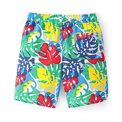 Pine Kids Terry Knit Above Knee Length  Shorts  Leaf Print - Multicolour