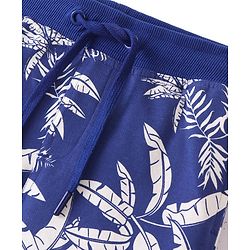 Pine Kids Terry Above Knee Length Shorts Trees Print - Blue
