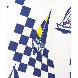 Pine Kids 100% Cotton Knit Above Knee Length Shorts with Boat Print - White