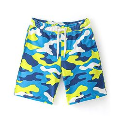 Pine Kids Terry Knit Above Knee Length Shorts with Camouflage Print - Multicolour
