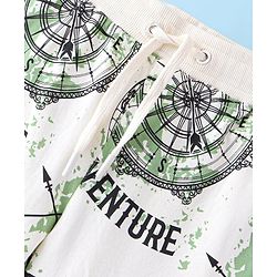Pine Kids Terry Cotton Knit Above Knee Length Shorts Adventure Print - Snow White