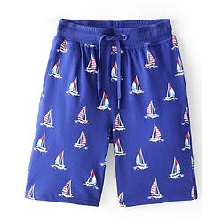 Pine Kids Terry Above Knee Length Shorts Boat Print - Blue