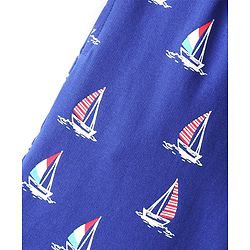 Pine Kids Terry Above Knee Length Shorts Boat Print - Blue