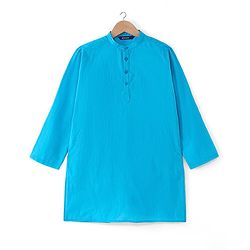 Pine Kids Full Sleeves Cotton Kurta Pyjama Set with Printed Jacket  - Blue & Yellow