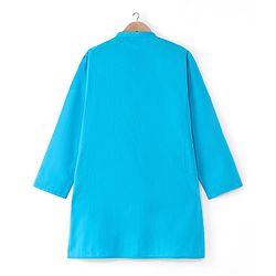 Pine Kids Full Sleeves Cotton Kurta Pyjama Set with Printed Jacket  - Blue & Yellow
