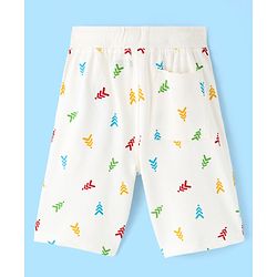 Pine Kids Cotton Knit Above Knee Length Logo Printed Shorts - Snow White