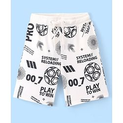 Pine Kids Terry Knit Above Knee Length Shorts Soccer Ball Print - Snow White