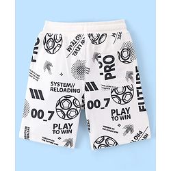 Pine Kids Terry Knit Above Knee Length Shorts Soccer Ball Print - Snow White