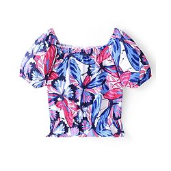 Pine Kids Cotton Half Sleeves Top Butterfly Print - Multicolor