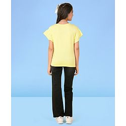 Pine Kids Cotton Half Flutter Sleeves T-Shirt Beach Print - Limelight
