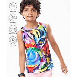 Pine Active Sleeveless High Stretch T-Shirt Abstract Print - Multicolour