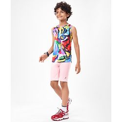 Pine Active Sleeveless High Stretch T-Shirt Abstract Print - Multicolour