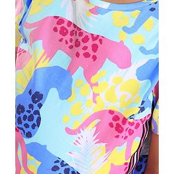 Pine Kids Cotton Half Sleeves Top with Side Tape & Cheetah Print - Limpet Shell
