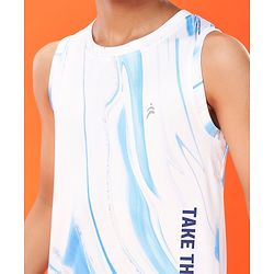 Pine Active Sleeveless High Stretch T-Shirt Marble Print - White