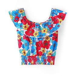 Pine Kids  Cotton Knit Sleeveless Top with Floral Print - Multicolour