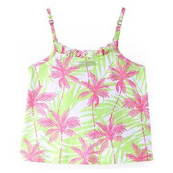 Pine Kids  Cotton Knit Sleeveless Top with Tree Print - White