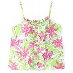 Pine Kids  Cotton Knit Sleeveless Top with Tree Print - White