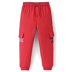 Pine Kids Looper Knit Full Length Lounge Pant Text Print - Red