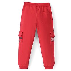 Pine Kids Looper Knit Full Length Lounge Pant Text Print - Red