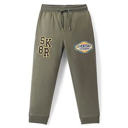 Pine Kids Looper Knit Full Length Joggers With Skateday Print- Green