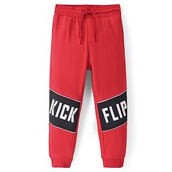 Pine Kids Looper Knit Full Length Lounge Pant Text Print - Red