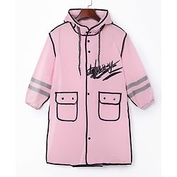 Pine Kids Full Sleeves Hooded Raincoat Text Print - Pink