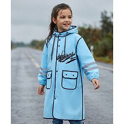 Pine Kids Full Sleeves Hooded Raincoat Text Print - Pink