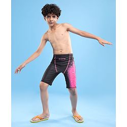 Pine Active Swimming Trunk with Star & Text Print - Pink