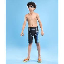 Pine Active Swimming Trunk with Star & Text Print - Blue