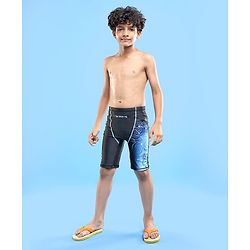 Pine Active Swimming Trunk with Star & Text Print - Blue
