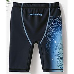 Pine Active Swimming Trunk with Star & Text Print - Blue