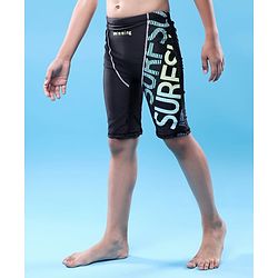 Pine Active  Swimming Trunk with Text Print - Black