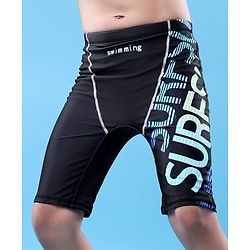 Pine Active  Swimming Trunk with Text Print - Black