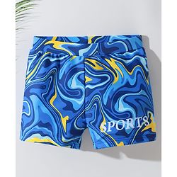 Pine Kids Swimming Trunks Marble Print - Blue