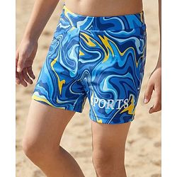 Pine Kids Swimming Trunks Marble Print - Blue