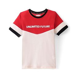 Pine Kids Cotton Knit Half Sleeves  T-Shirt with Text Print - Multicolour