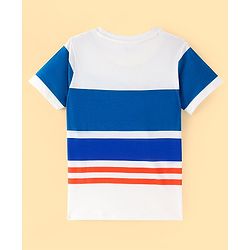 Pine Kids Cotton Knit Half Sleeves Striped T-Shirt Text Print - Multicolour