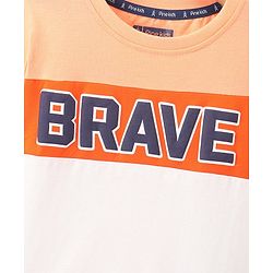 Pine Kids 100% Cotton Knit Half Sleeves T-Shirt With Text Print - Multicolor