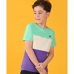 Pine Kids  Cotton Knit Half Sleeves Striped T-Shirt  - Multicolour