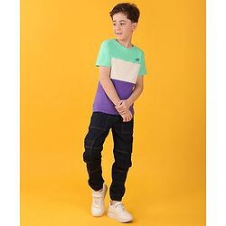 Pine Kids  Cotton Knit Half Sleeves Striped T-Shirt  - Multicolour