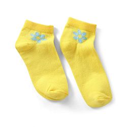 Pine Kids Cotton Spandex Knit Ankle Length Socks with Floral Design Pack Of 3 - Snow White