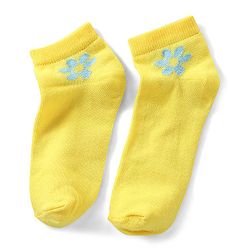 Pine Kids Cotton Spandex Knit Ankle Length Socks with Floral Design Pack Of 3 - Snow White