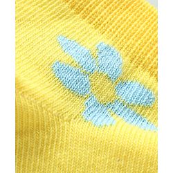 Pine Kids Cotton Spandex Knit Ankle Length Socks with Floral Design Pack Of 3 - Snow White