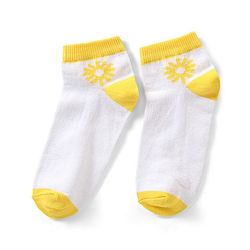 Pine Kids Cotton Spandex Knit Ankle Length Socks with Snow Flakes Design Pack Of 3 - Snow White & Yellow