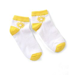 Pine Kids Cotton Spandex Knit Ankle Length Socks with Snow Flakes Design Pack Of 3 - Snow White & Yellow