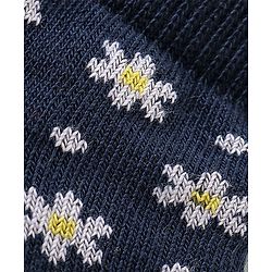 Pine Kids Cotton Spandex Knit Ankle Length Socks with Snow Flakes Design Pack Of 3 - Snow White & Yellow