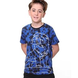 Pine Kids Disney Cotton Tie & Dye Half Sleeve Tee With Front and Back Lion King Graphics - Blue